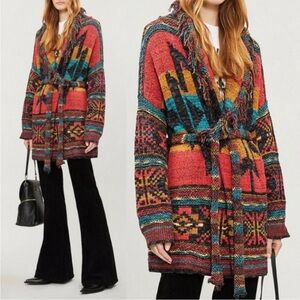 FREE PEOPLE Wild Wild West  Cardigan Boho Sweater  Oversized